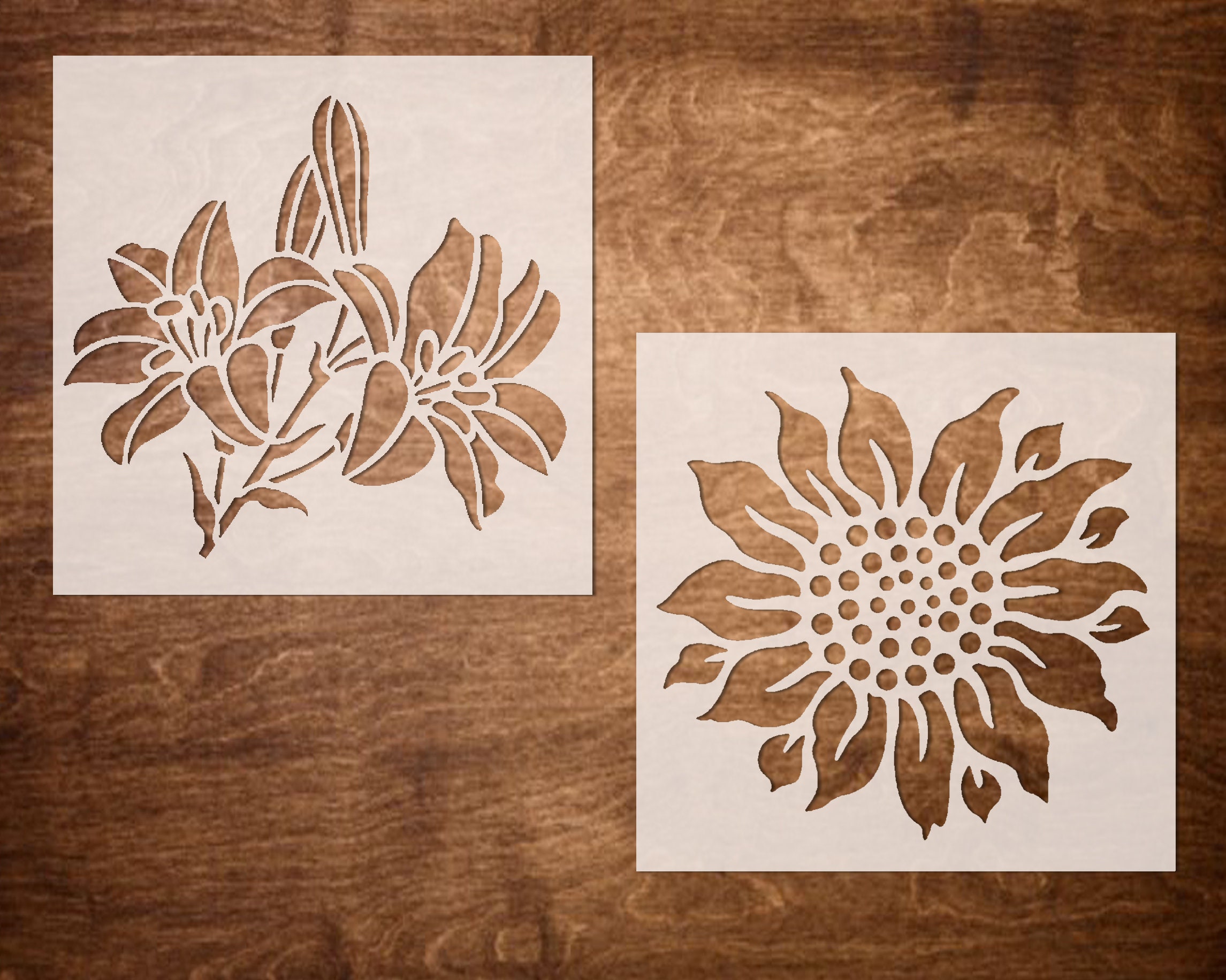 LILY & SUNFLOWER Stencil 6x6 Reusable Flower - Etsy