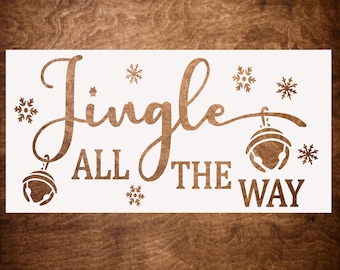 Jingle all the Way Stencil - Reusable DIY Stencil of Merry Christmas Sign - Durable Stencils for Christmas Crafts (Stencil only)