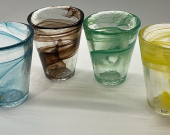 Kosta Boda 4 colored glasses Ulrica Hydman