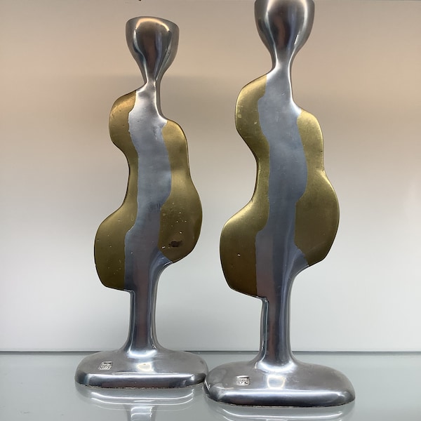 David Marshall pair of brutalist style candle holders