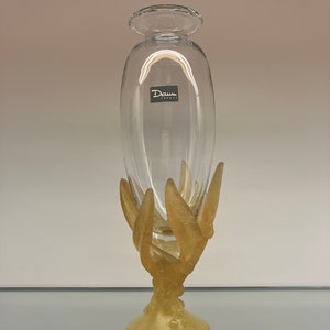 Daum France rare Mimosa series vase in pâté de verre