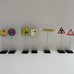 Bouwplaatsborden, kabouteraccessoires, miniatuur, decoratie, huishouden, kabouteraccessoires, poppenhuis, vrije kleurkeuze, 3D-printen