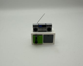 Retro boombox voor kabouters, miniatuurdecoratie, muziek, huishouden, kabouteraccessoires, poppenhuis, kerstkabouter