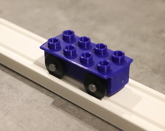 Wagon for wooden railway (e.g. compatible with Brio), rail, railway tracks, Duplo, free choice of color, 3D printing