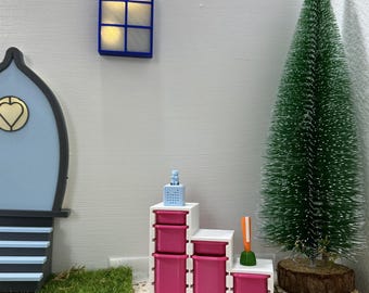 Miniature stair shelf with drawers, gnome, furnishings, miniature decoration, gnome accessories, dollhouse, 3-D print