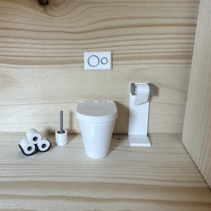 Toilettenset- Miniatur Deko, Badezimmer, Wichtel Zubehör, 3-D Druck