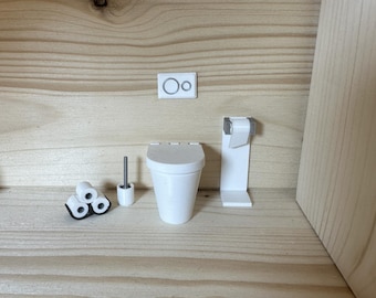 Toiletset - miniatuurdecoratie, badkamer, kabouteraccessoires, 3D-geprint