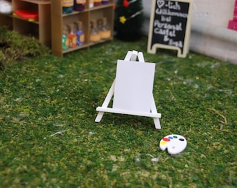 Canvas/ezel voor kabouters, kabouteraccessoires, miniatuurdecoratie, schilderij, kabouteraccessoires, poppenhuis, vrije kleurkeuze, 3D-printen