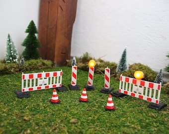 Bouwplaatsbenodigdheden, kabouterbenodigdheden, borden, kabouters, miniatuurdecoraties, kabouterbouwers, kabouteraccessoires, poppenhuis, 3D-printen