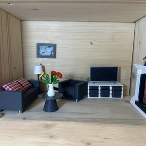 Living room set, gnome, miniature decoration, shelf, gnome accessories, 3-D print