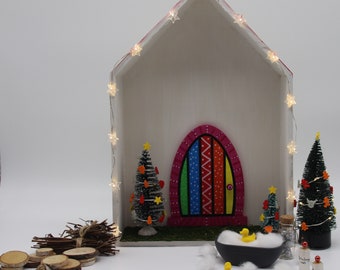 Wichteltür Weihnachten Set Miniatur Wichtel Set Wichtel Tür mit Zubehör Weihnachtsdeko Weihnachten Puppenhaus Wichtel Set Wichtel Tür Nissedor mit Zubehör für Wichteltüren Nissedor Kinderzimmer