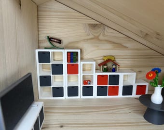 Kallax planken, kabouters, miniatuurdecoraties, plank, kabouteraccessoires, 3D-printen