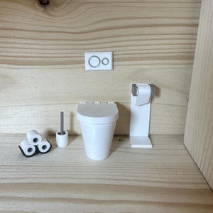 Toiletset - miniatuurdecoratie, badkamer, kabouteraccessoires, 3D-printen