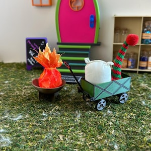 Miniature handcart, gnome, miniature decoration, gnome accessories, dollhouse, 3-D print