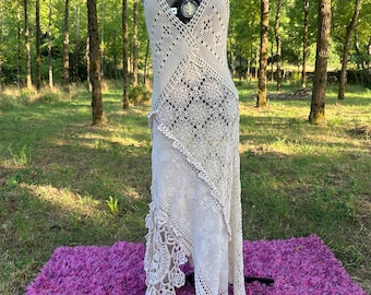 Asymmetrisches Vintage-Deckchenkleid – Ein Unikat