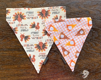 Thanksgiving Over the Collar Reversible Dog Bandana - Personalize