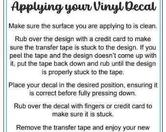 Application Form Decal Vinyl Decal Application Instructions Card: Printable Small Business ...