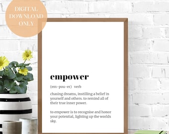 Empower Definition Art Print: Minimalist Inspirational Wall Decor (Digital Download Print at Home)
