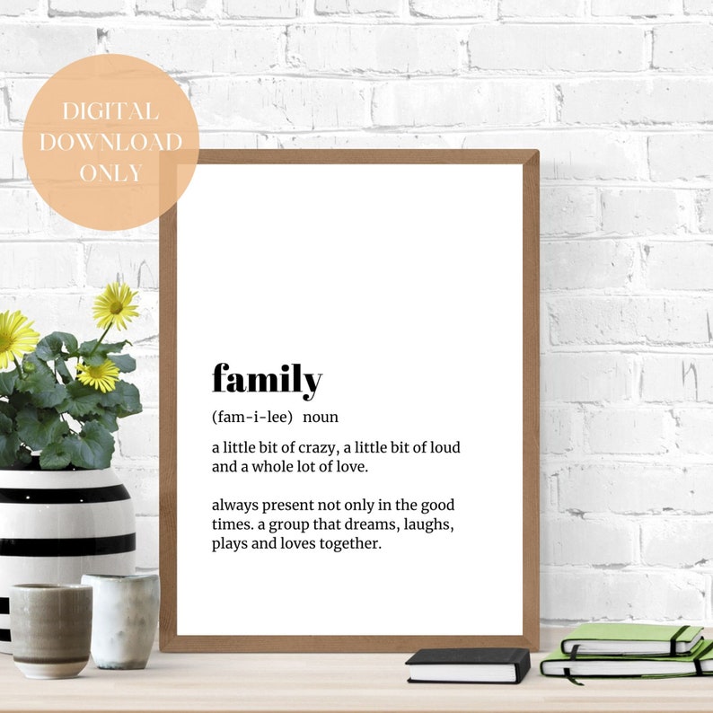 Family Definition Print: Minimalist Wall Art (digital Download Print at ...