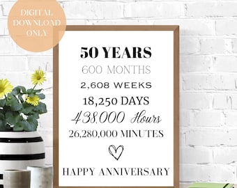 Anniversary Printable Wall Art| To Celebrate the Commitment of Marriage and Love Between Two People| Printable Gift| Happy 50th Anniversary