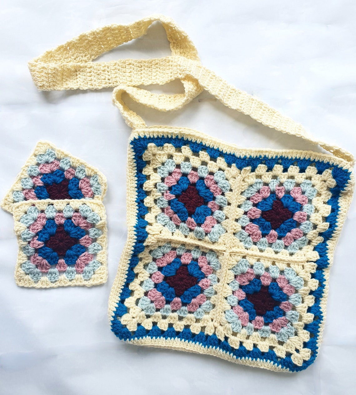Granny Square Knitted Cross Body Bag Boho inspired crochet Etsy