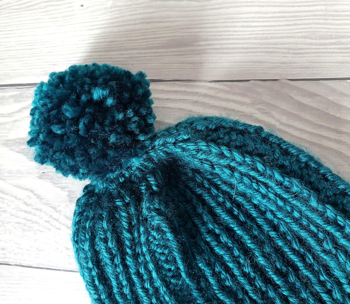 Childs Knitted Bobble Hat Etsy