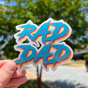 Rad Dad Waterproof Sticker - Rad Dad Sticker - Water Bottle Stickers - Retro Stickers