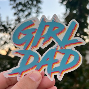 Girl Dad Waterproof Sticker - Girl Dad Sticker - Water Bottle Stickers - Retro Stickers