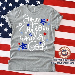 One Nation Under God svg, Grunge, Patriotic svg, 4th of July svg, USA quote, USA saying, America svg, Svg Dxf Eps Ai Png Silhouette Cricut