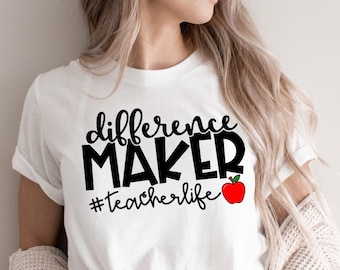 Difference Maker svg, Teacherlife svg, Educator svg, Back to School svg, Teacher quote, Teacher saying, Svg Dxf Eps Ai Png Silhouette Cricut