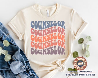 Consulente in formato SVG, Consulente scolastico in formato SVG, Insegnamento in formato SVG, Ritorno a scuola in formato SVG, Lettere ondulate in formato SVG, Boho in formato SVG, Svg Dxf Eps Ai Png Silhouette Cricut