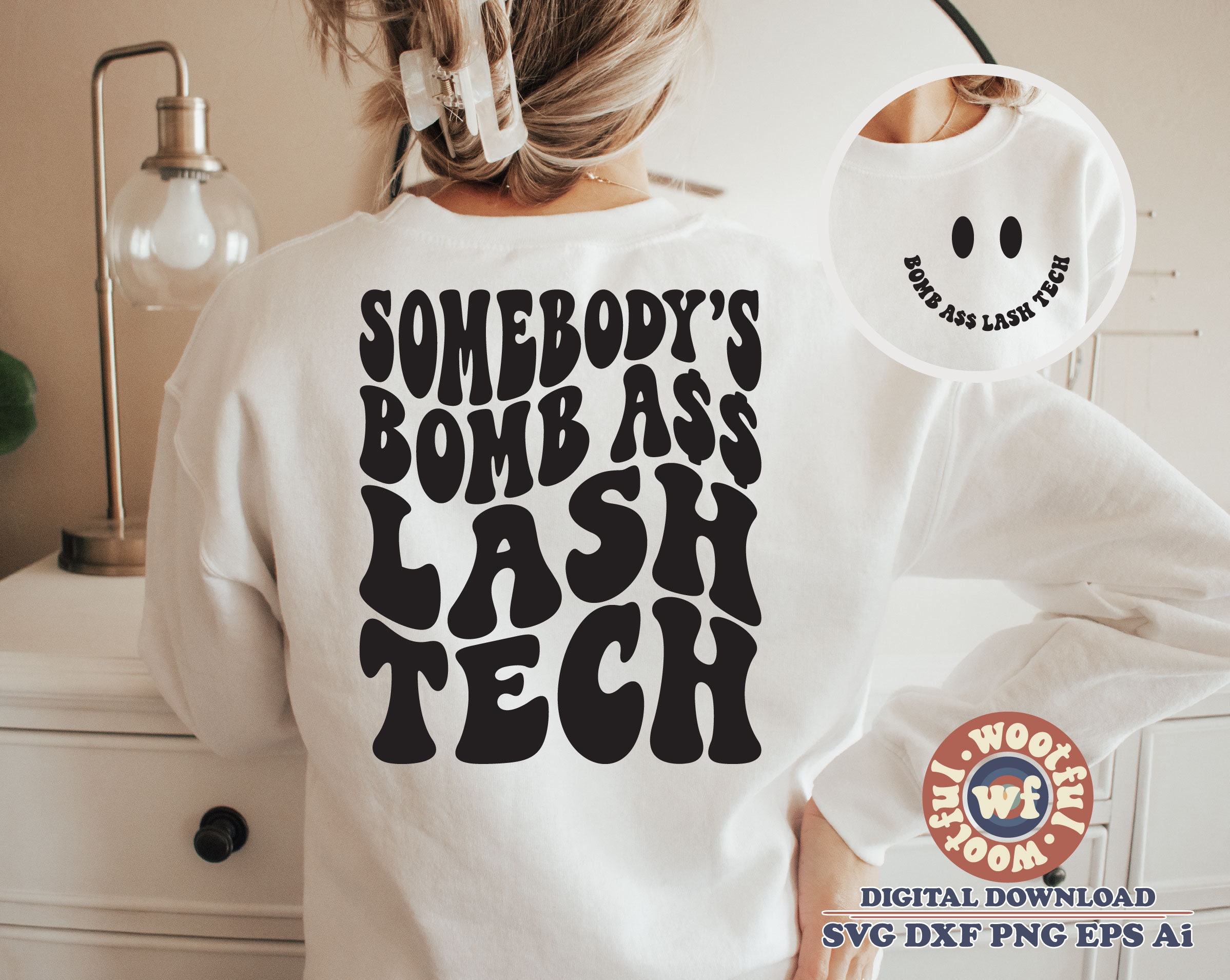 Somebody's Bomb Ass Lash Tech svg, Lash Tech svg, Lash Artist svg, Beautician Svg svg, Wavy Letters, Svg Dxf Eps Ai Png Silhouette Cricut