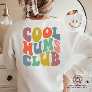 Club de mamás geniales svg, mamá svg, mamá svg, cita de mamá, letras onduladas svg, madre svg, día de la madre svg, Svg Dxf Eps Ai Png Silhouette Cricut