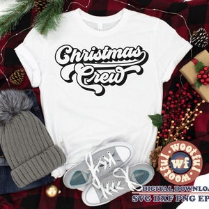 Weihnachts-Crew-Svg, Merry and Bright-Svg, Frohe Weihnachten-Svg, Winter-Svg, Feiertags-Svg, Groovy-Svg, SVG-Dxf Eps Ai Png Silhouette Cricut