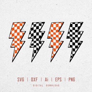 Wavy Checkered Lightning Bolt svg, 4 variations, Lightning Strike Bolt svg, Thunder Bolt svg, Svg Dxf Eps Ai Png Silhouette Cricut