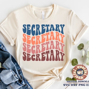 Secretary svg, School Secretary svg, Secretary Appreciation svg, Administrator svg, Wavy Letters svg, Svg Dxf Eps Ai Png Silhouette Cricut