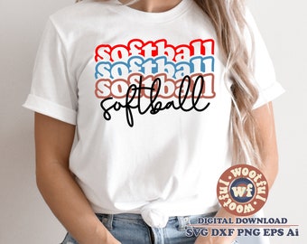 Softball svg, Softball Fan svg, Softball svg, Softball mom svg, Sports svg, Game Day svg, Stacked svg, Svg Dxf Eps Ai Png Silhouette Cricut