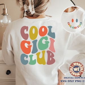 Cool Gigi Club svg, Gigi svg, Abuela svg, Gigi Life svg, Abuela svg, Letras onduladas svg, Svg Dxf Eps Ai Png Silueta Cricut