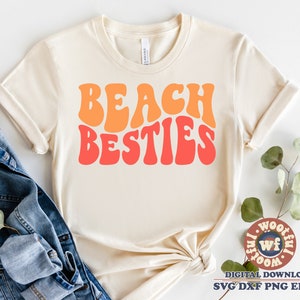 Beach Besties svg, Best Friends svg, BFF svg, Friendship svg, Friends Matching svg, Wavy Letters svg, Svg Dxf Eps Ai Png Silhouette Cricut