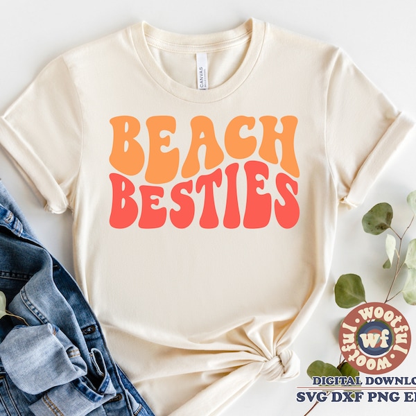 Beach Besties svg, Best Friends svg, BFF svg, Friendship svg, Friends Matching svg, Wavy Letters svg, Svg Dxf Eps Ai Png Silhouette Cricut