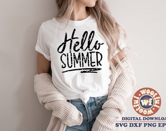 Hello Summer SVG, Grunge Summer Quote (Digital Download)