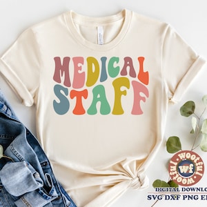Svg personnel médical, équipe médicale, svg hôpital, médecin, svg infirmière, svg infirmier, lettres ondulées svg, Svg Dxf Eps Ai Png Silhouette Cricut