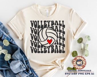 Volleyball svg, Volleyball Fan svg, Volleyball mom svg, Sports svg, Wavy Letters svg, Game Day svg, Svg Dxf Eps Ai Png Silhouette Cricut