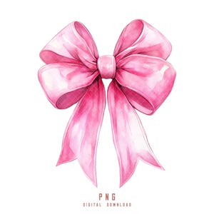 Coquette Pink Bow png, Bow png, Pink Bow Sublimation, Ribbon Bow Watercolor png, Coquette png, Girly png, Digital Download