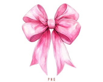 Coquette Pink Bow png, Bow png, Pink Bow Sublimation, Ribbon Bow Watercolor png, Coquette png, Girly png, Digital Download