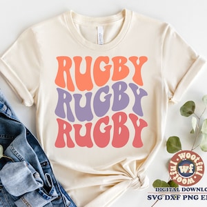 Rugby svg, Jugador de rugby svg, Rugby Fan svg, Rugby Mamá svg, Deportes svg, Letras onduladas svg, Ondulado svg, Svg Dxf Eps Ai Png Silueta Cricut