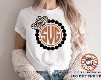 Leopard Print Heart Monogram Frame svg, Circle Frame svg, svg, Leopard Print svg, Leopard Spots svg, Svg Dxf Eps Ai Png Silhouette Cricut