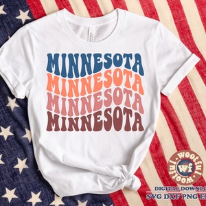 Minnesota svg, Minnesota State svg, USA svg, Patriotic svg, America svg, Boho svg, Wavy Letters svg, Svg Dxf Eps Ai Png Silhouette Cricut