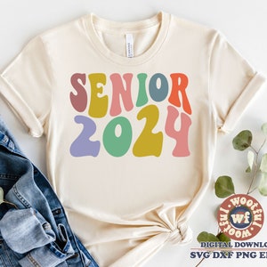 Senior 2024 svg, Senior Class svg, Graduate svg, Graduation svg, Last Day of School svg, Wavy Letters svg, Dxf Eps Ai Png Silhouette Cricut