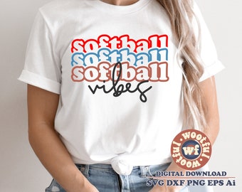Softball Vibes svg, Softball Fan svg, Softball svg, Softball mom svg, Sports svg, Game Day svg, Svg Dxf Eps Ai Png Silhouette Cricut